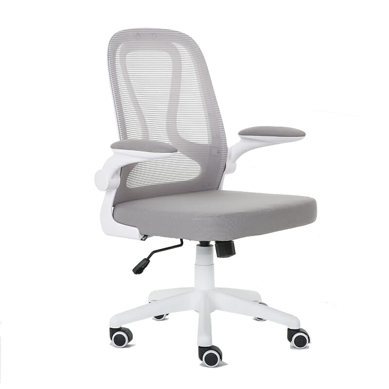 Silla Operativa E107 Mesh Y Tela Color Gris Estructura Blanca
