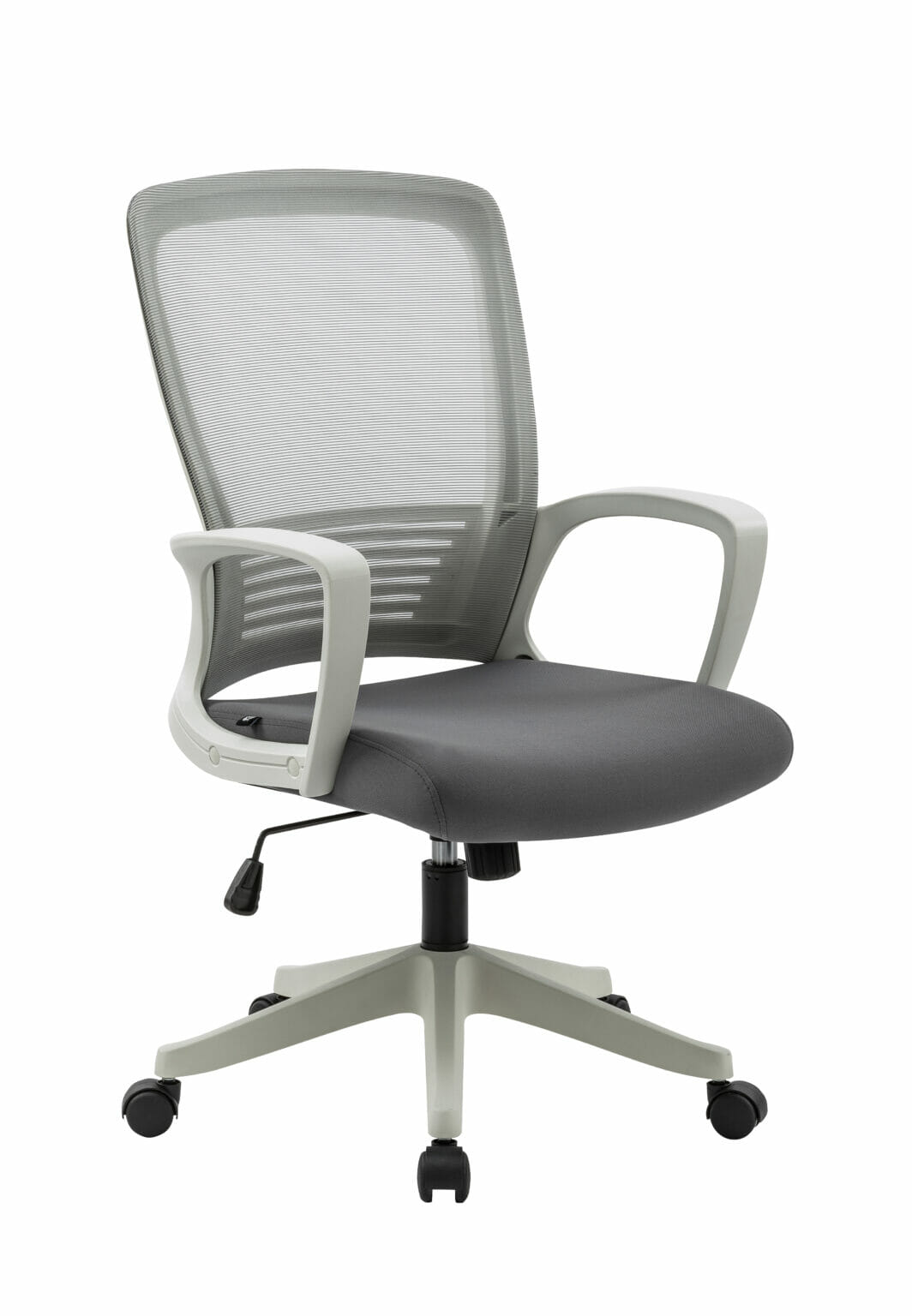 Silla operativa H3 mesh y tela gris con estructura blanca